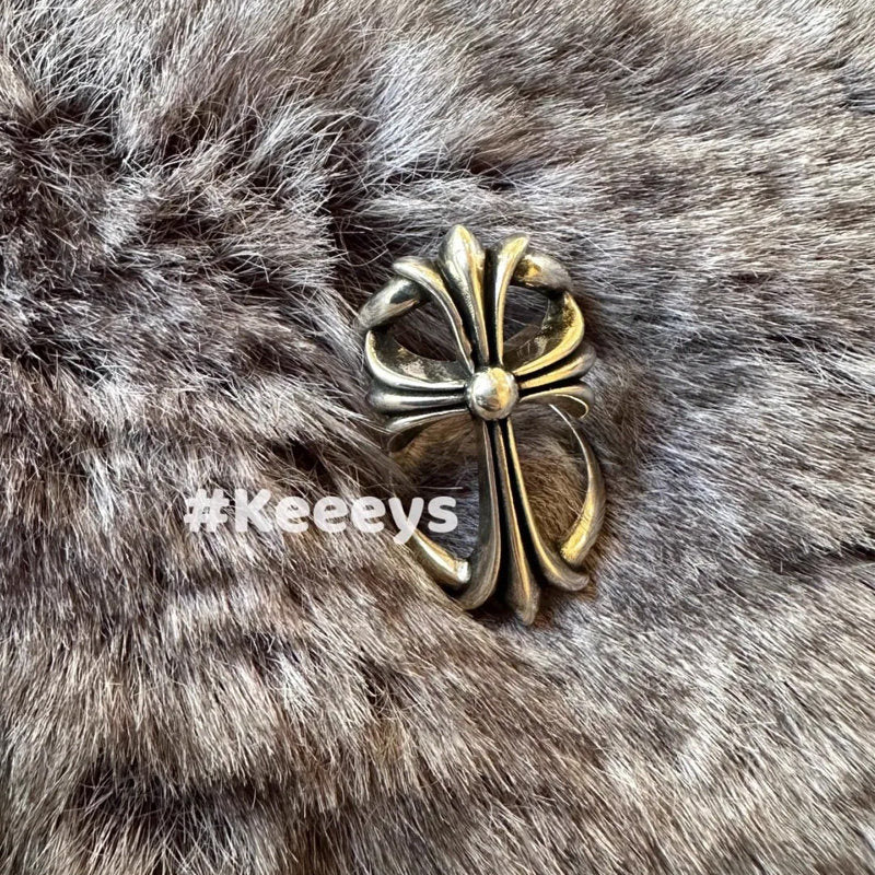 Vintage large cross wide ring