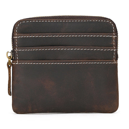 Vintage Leather Coin Purse with Key Ring