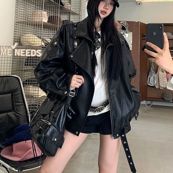 Vintage leather jacket is stylish