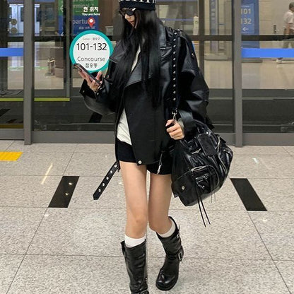 Vintage leather jacket is stylish