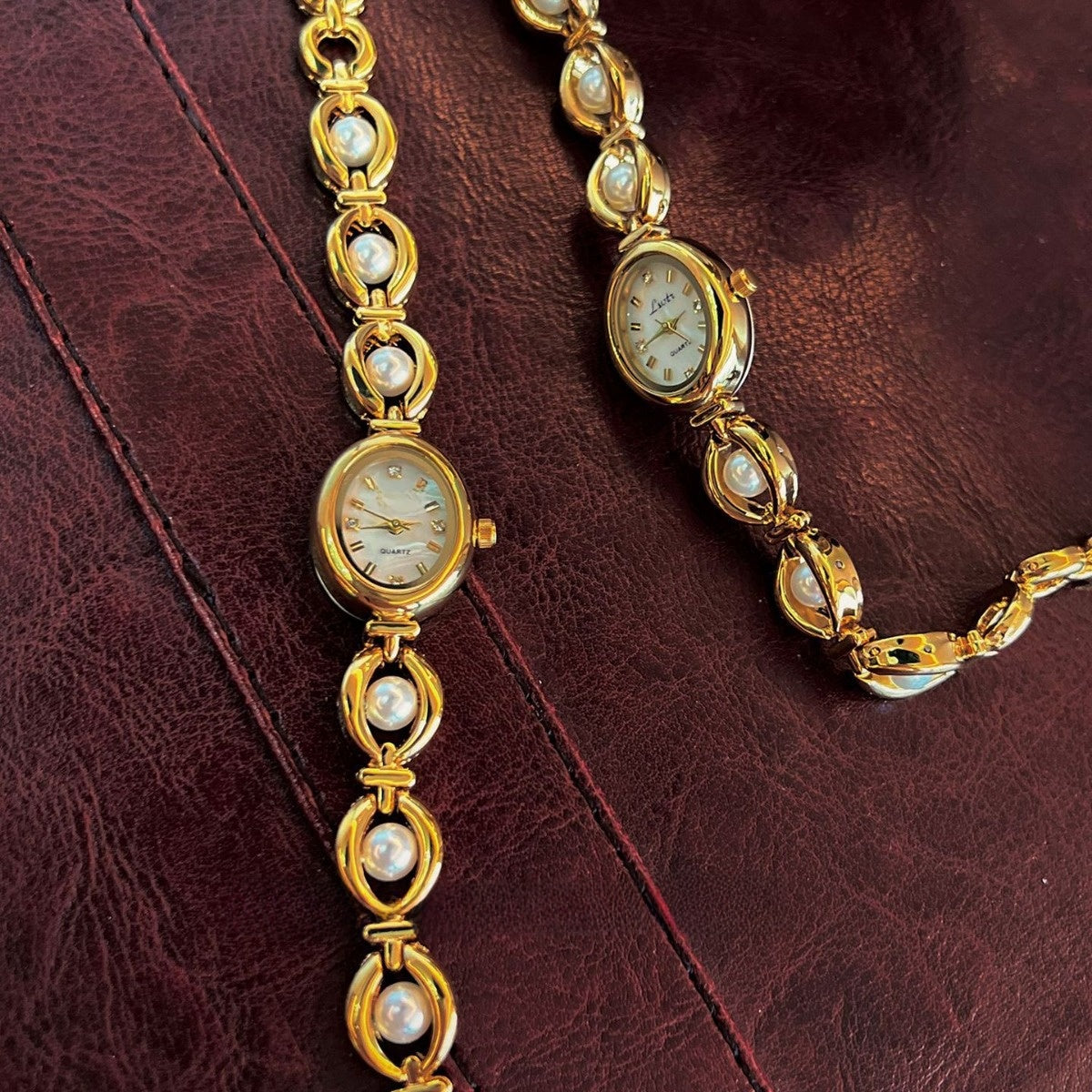 Vintage light luxury imitation pearl watch and elegant bracelet watch