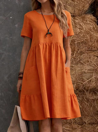 Vintage Loose Pocket Cotton Linen Dress