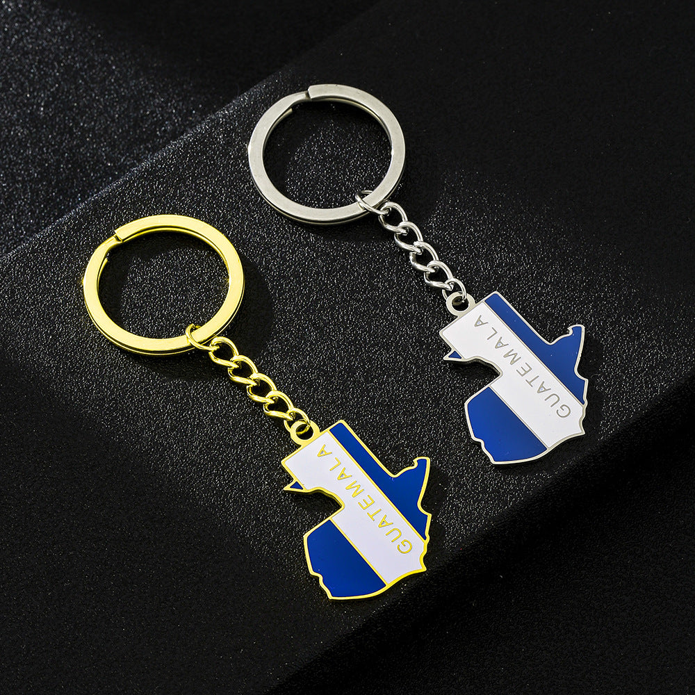Vintage Map Flag Titanium Steel Keychain