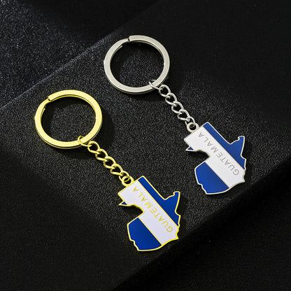 Vintage Map Flag Titanium Steel Keychain
