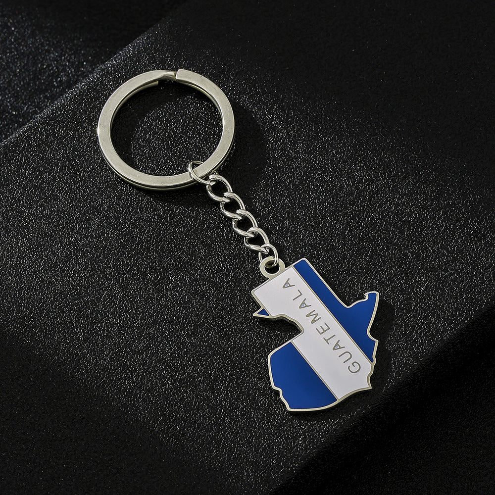 Vintage Map Flag Titanium Steel Keychain