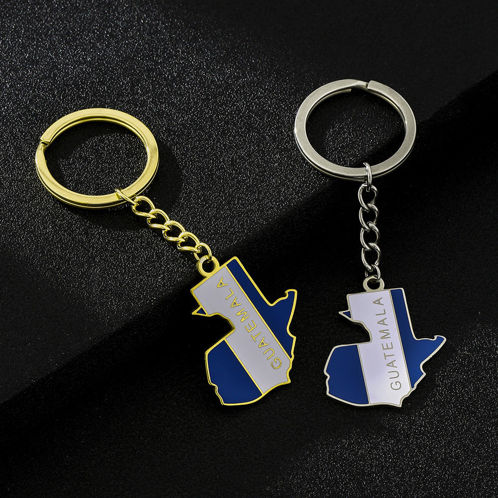 Vintage Map Flag Titanium Steel Keychain