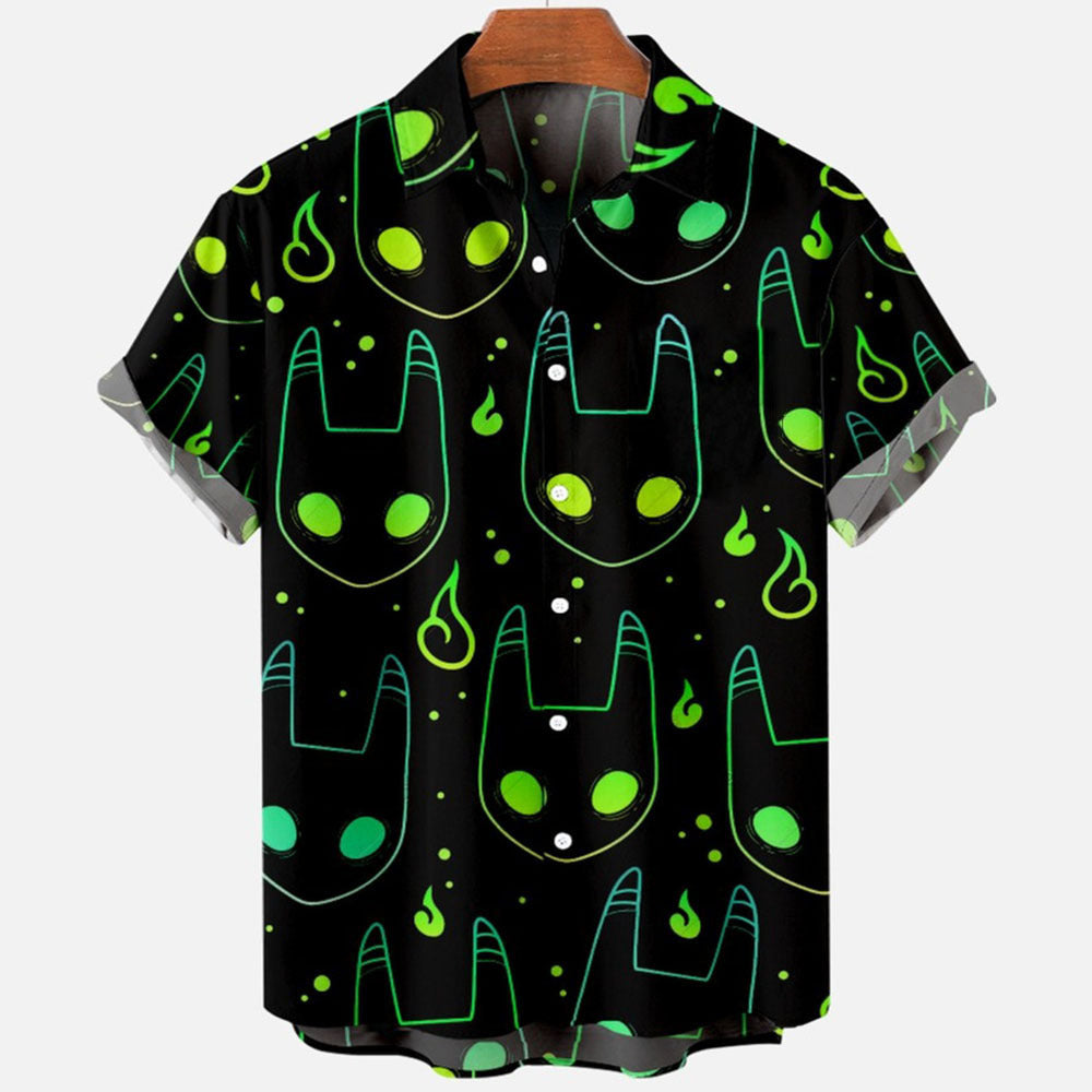 Vintage Men's Short Sleeve Shirt with Skull Print