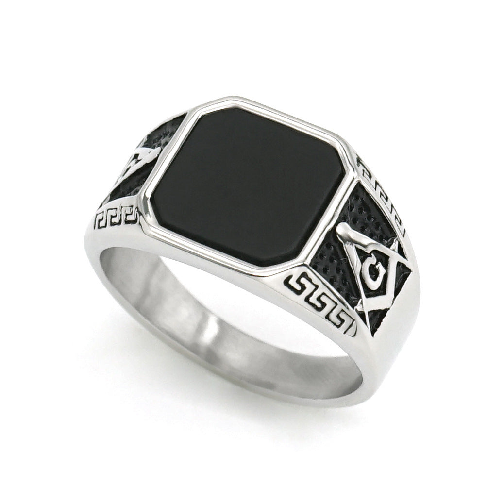 Vintage Mens Ring with Natural Stone