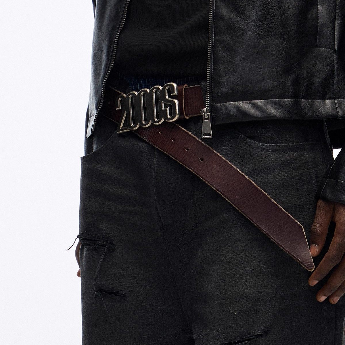 Vintage Metal Buckle Leather Belt
