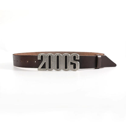 Vintage Metal Buckle Leather Belt
