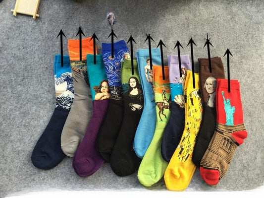 Vintage Oil Painting Cotton Socks Gift Set