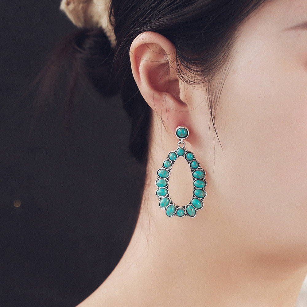 Vintage oval turquoise teardrop earrings