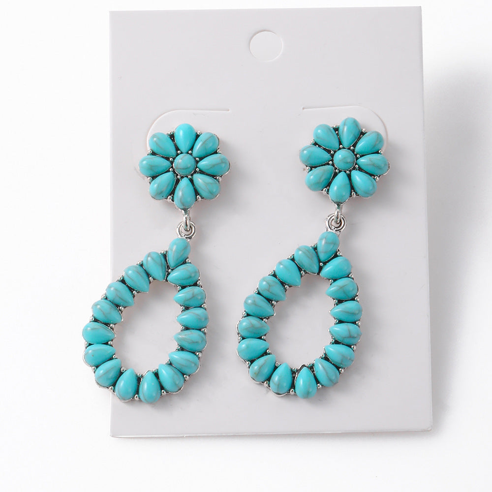 Vintage oval turquoise teardrop earrings