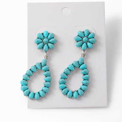 Vintage oval turquoise teardrop earrings
