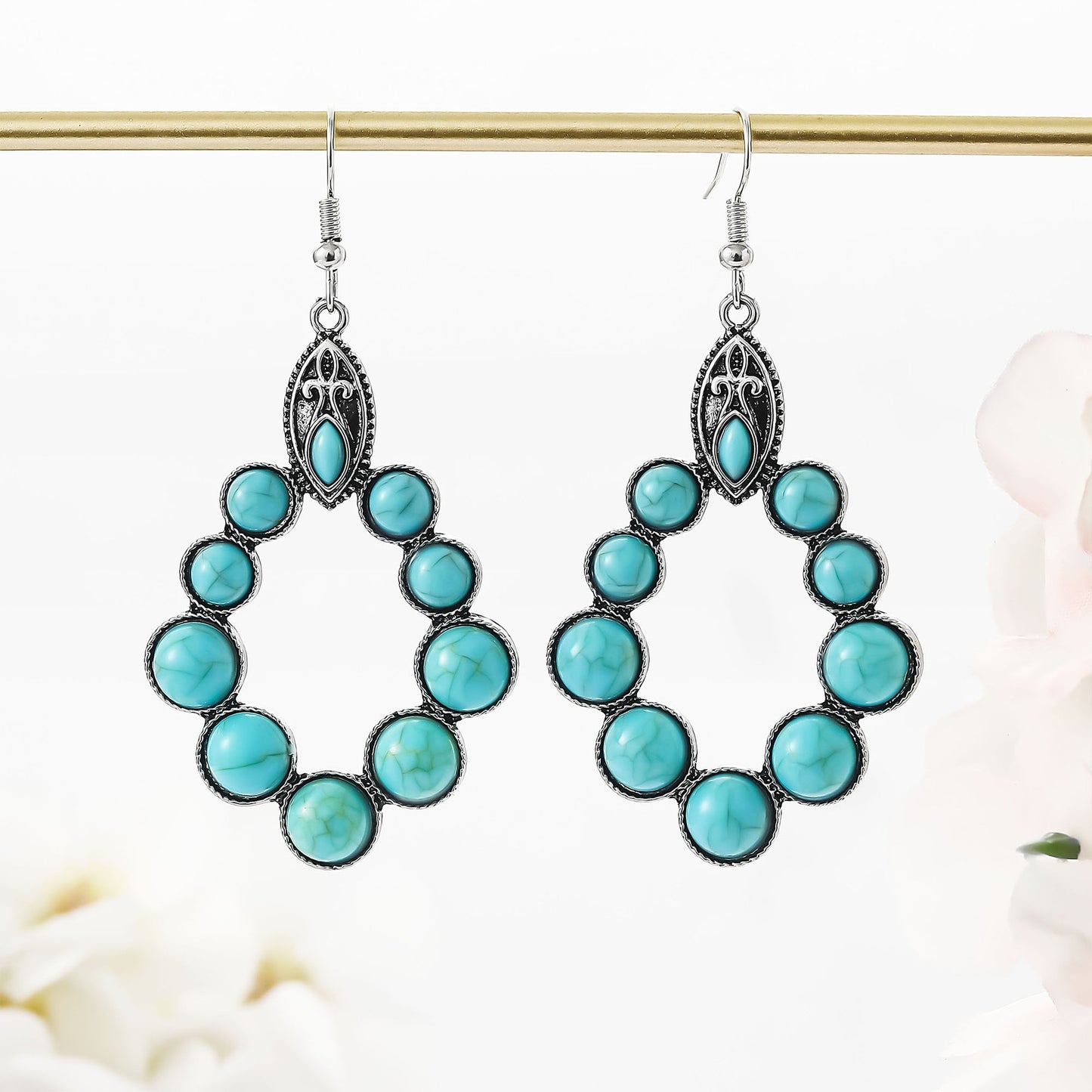 Vintage oval turquoise teardrop earrings