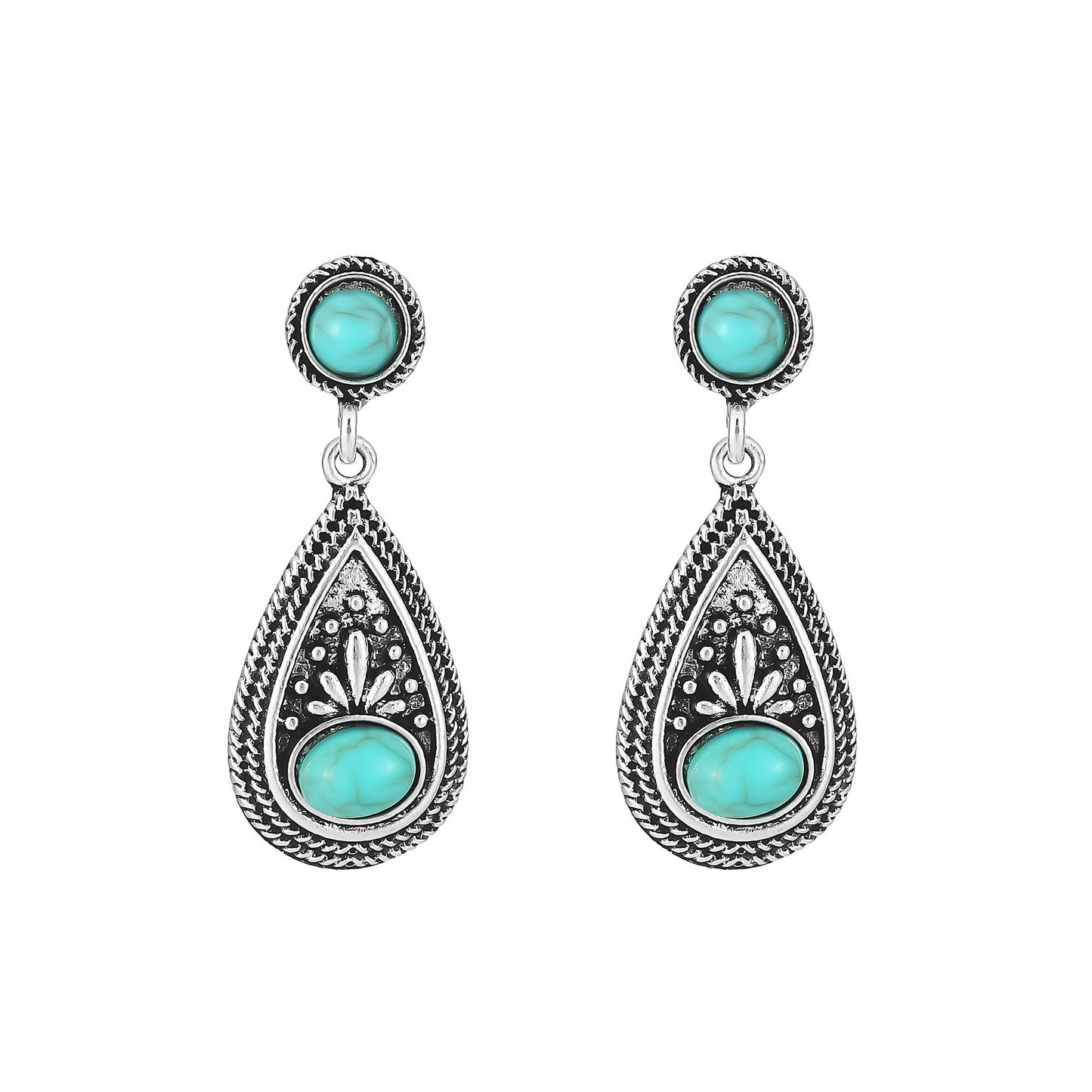 Vintage oval turquoise teardrop earrings