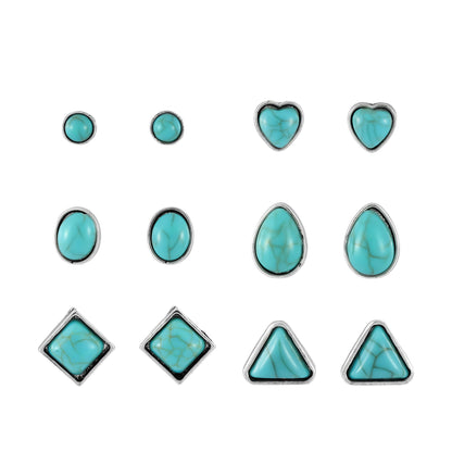 Vintage oval turquoise teardrop earrings