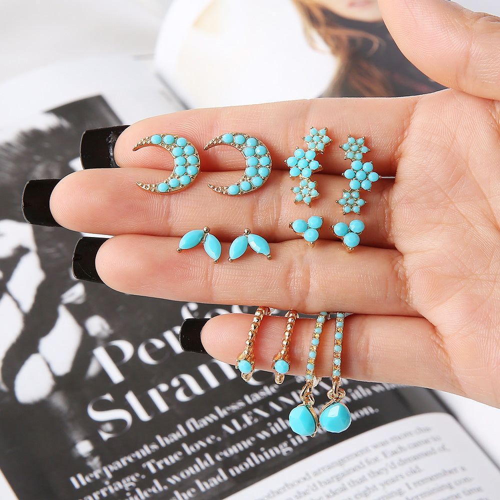 Vintage oval turquoise teardrop earrings