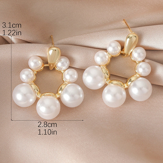 Vintage Pearl Floral Hoop Earrings