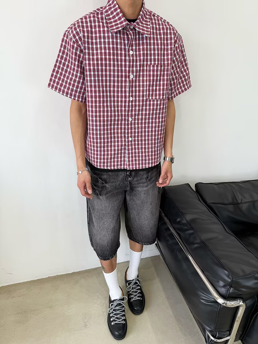 Vintage Plaid Short Sleeve Shirt