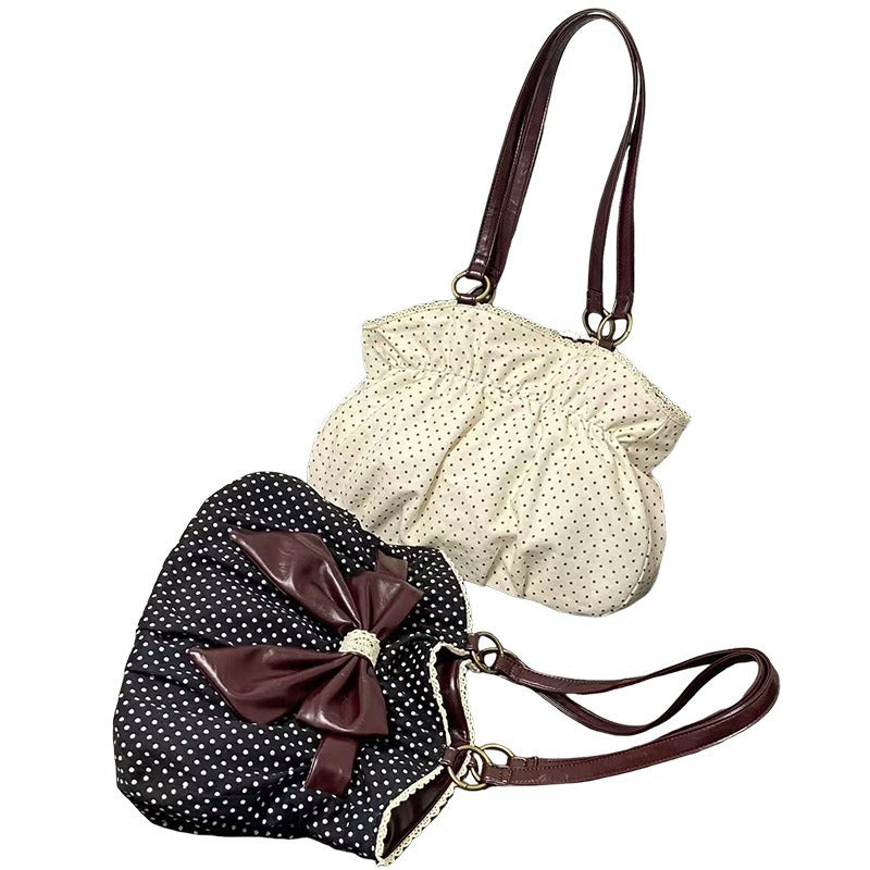 Vintage Polka Dot Bow Lace Shoulder Bag