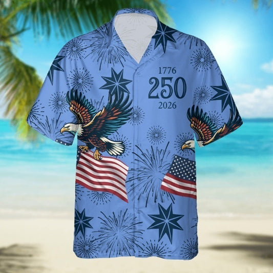 Vintage Print Hawaiian Shirt with Cuban Collar
