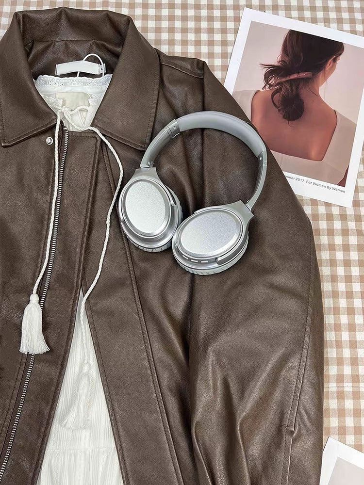 Vintage PU Leather Jacket for Women