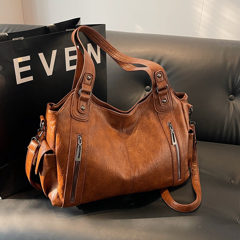 Vintage PU Tote Bag with Rivets