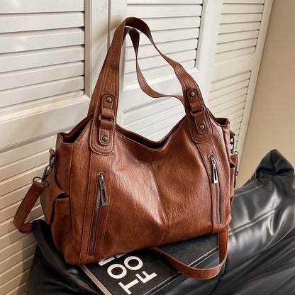 Vintage PU Tote Bag with Rivets