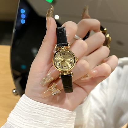 Vintage Quartz Women's Watch with Leather Strap
