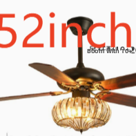 Vintage Rattan Ceiling Fan with Light