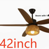 Vintage Rattan Ceiling Fan with Light