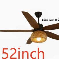 Vintage Rattan Ceiling Fan with Light
