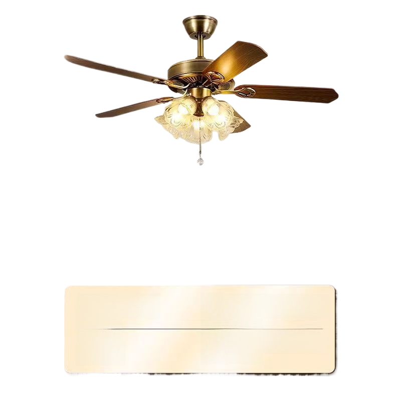 Vintage Rattan Ceiling Fan with Light