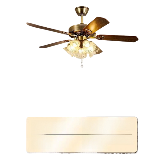 Vintage Rattan Ceiling Fan with Light