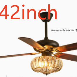 Vintage Rattan Ceiling Fan with Light