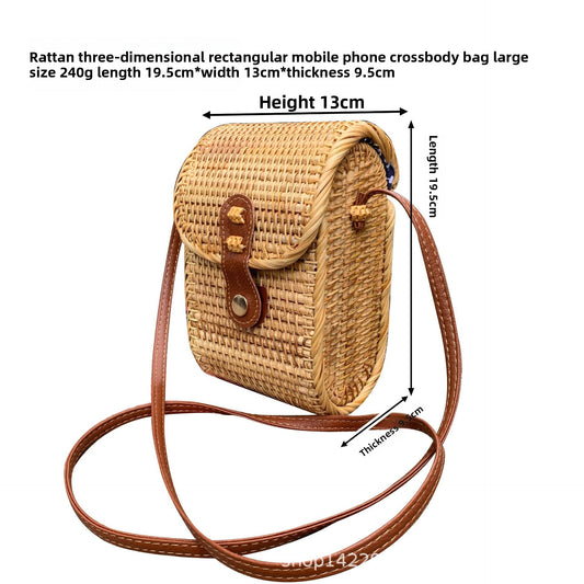 Vintage rattan crossbody bag