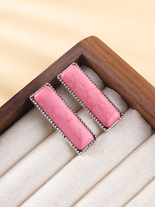 Vintage rectangular turquoise stud earrings