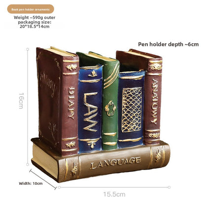 Vintage Resin Book Pen Holder Organizer