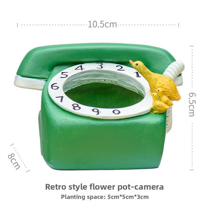 Vintage Retro Resin Plant Pots for Succulents