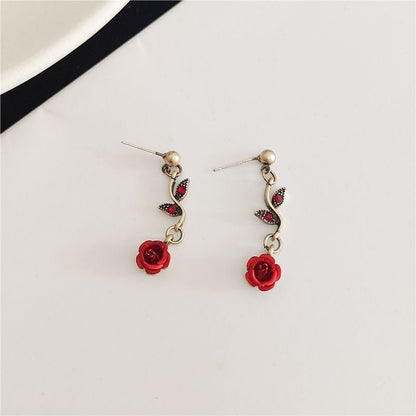 Vintage Rose Flower Jewelry Set Necklace Bracelet Earrings