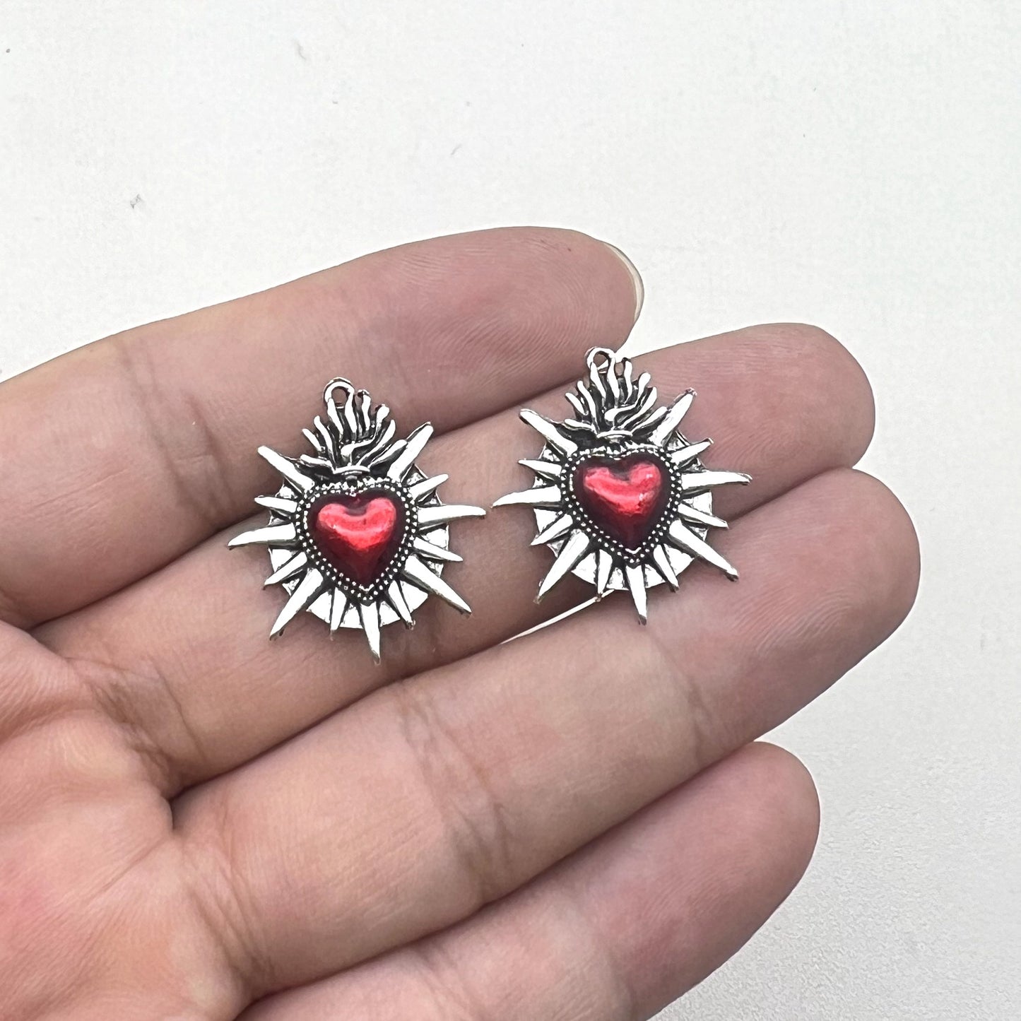 Vintage Sacred Heart Enamel Pendant
