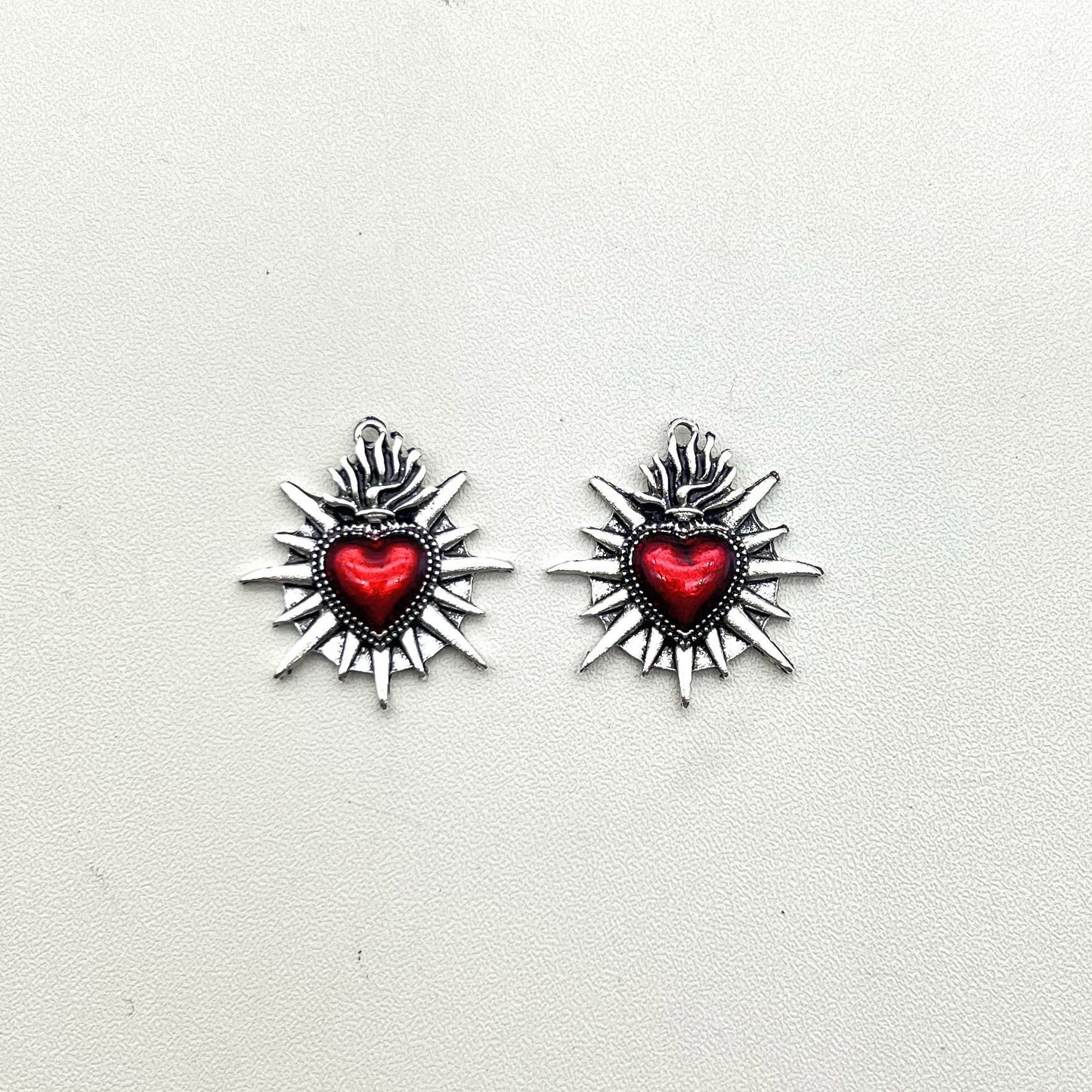 Vintage Sacred Heart Enamel Pendant