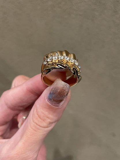 Vintage Satin Edge Zircon Ring