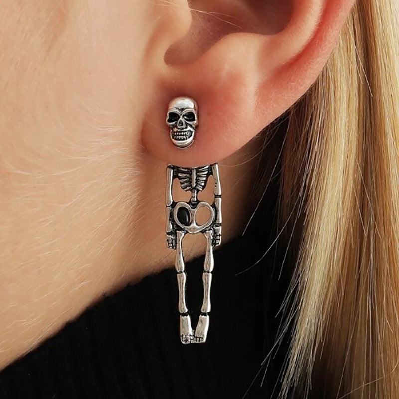 Vintage Skull Earrings Detachable Halloween Jewelry