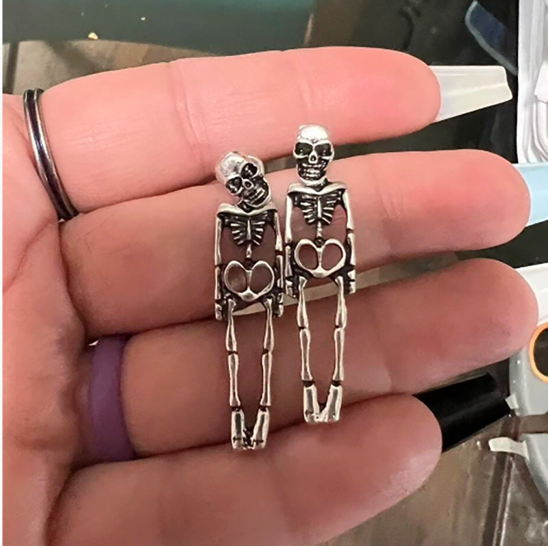 Vintage Skull Earrings Detachable Halloween Jewelry