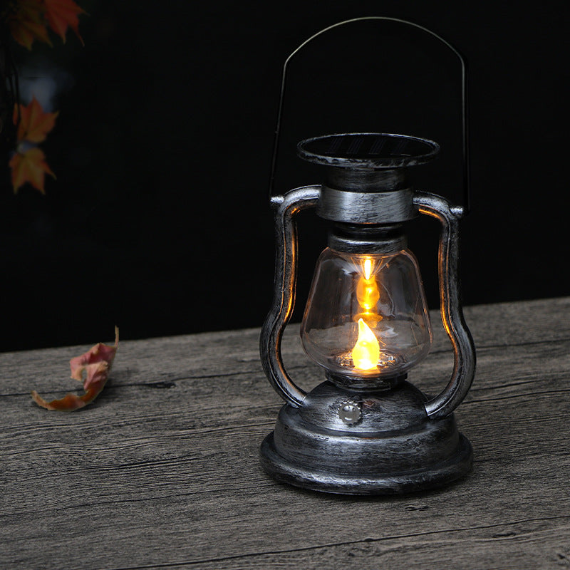 Vintage Solar LED Lantern with Flame Effect