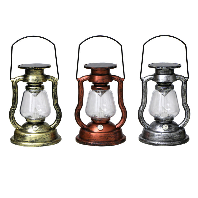 Vintage Solar LED Lantern with Flame Effect