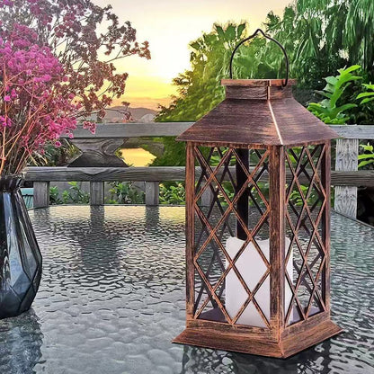 Vintage Solar Powered Candle Lantern for Outdoor Garden