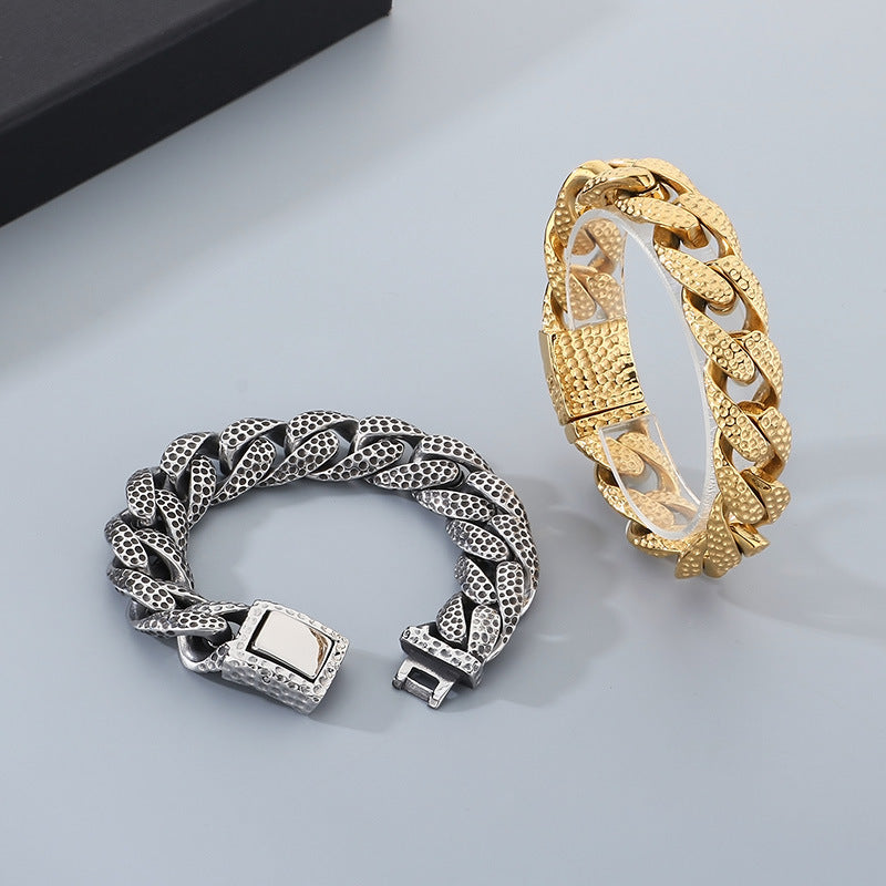 Vintage Spotted Titanium Steel Cuban Chain Set